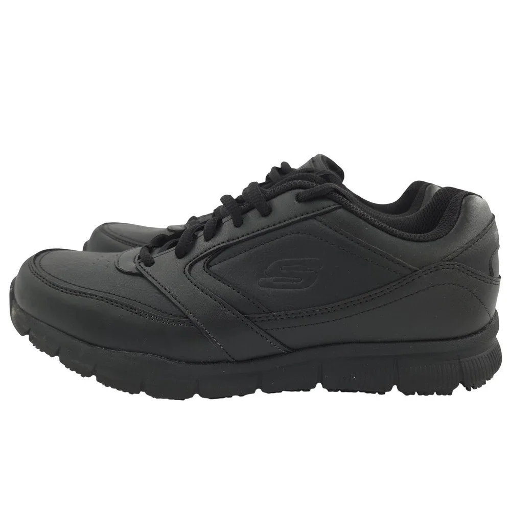Skechers Work Nampa Wyola Shoes 10W WIDE Women Black Slip Resistant Memory Foam